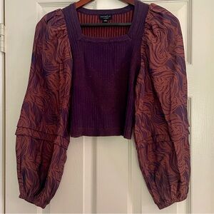 Current Air Sweater Top with Blouse Sleeves